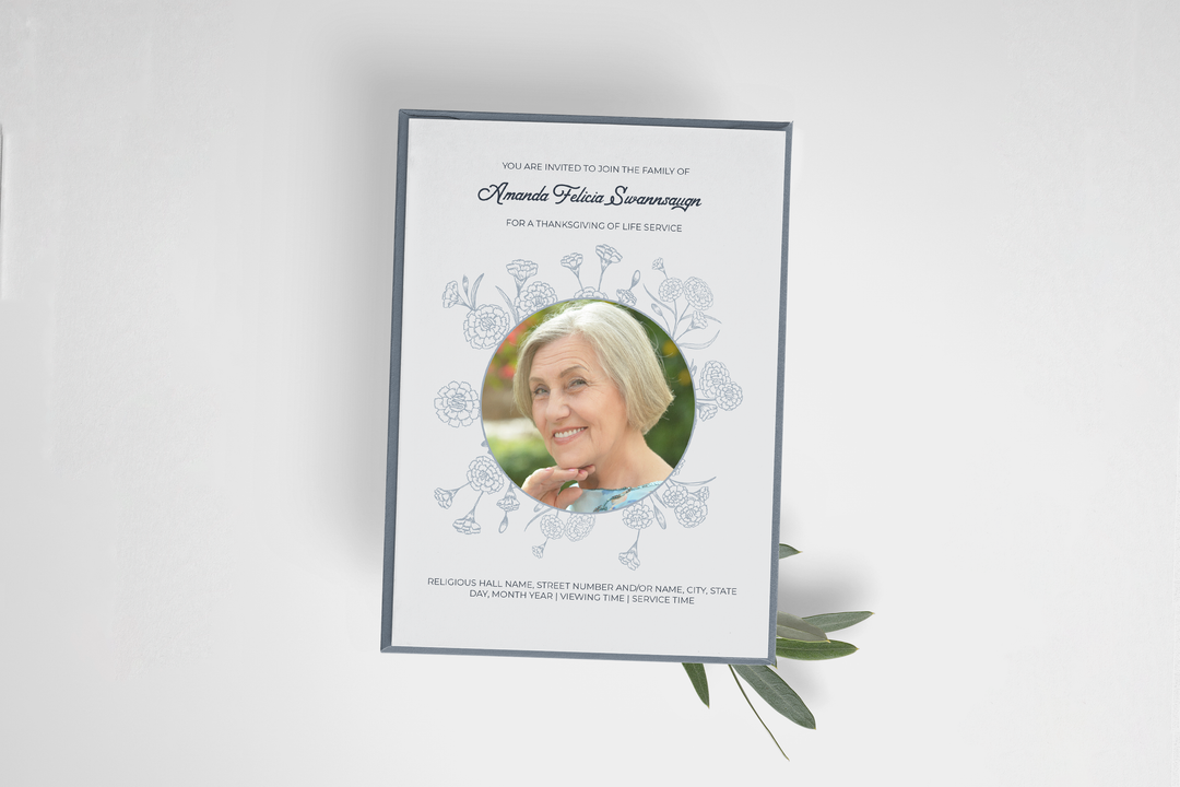 Plantilla de invitación de funeral digital personalizable 1001