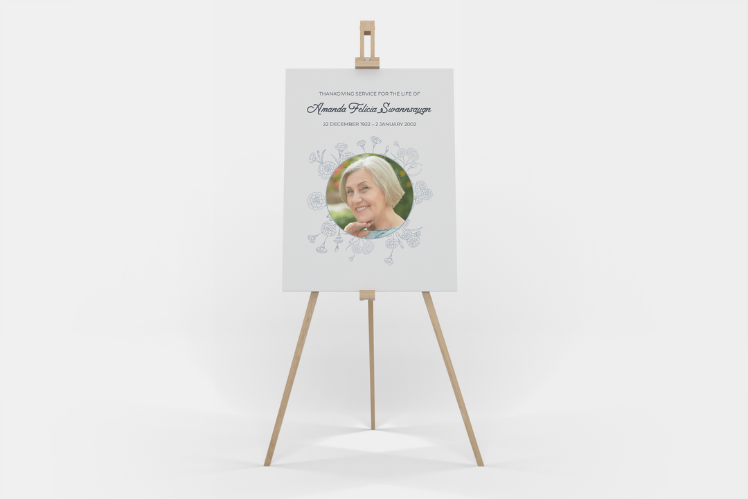 Cree un cartel de bienvenida personalizado para funeral/monumento con nuestra plantilla digital: personalícelo con la foto y el texto de su ser querido 1001