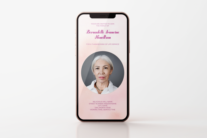 Anpassbare digitale Beerdigungseinladungsvorlage 1005
