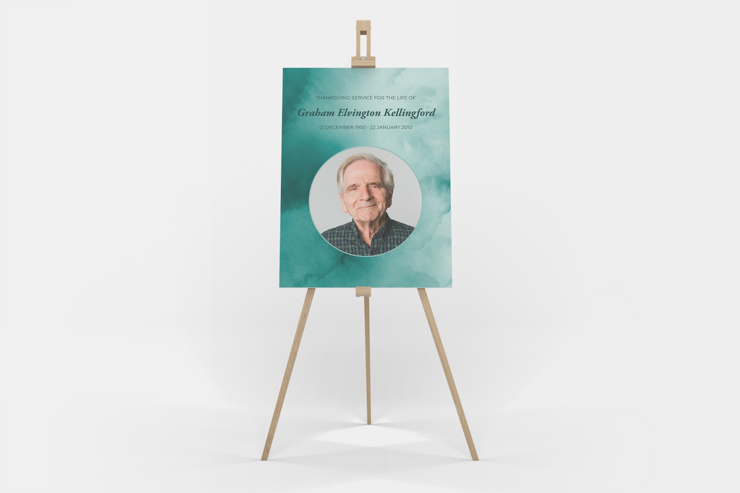 Crea un cartello di benvenuto funebre/commemorativo personalizzato con il nostro modello digitale - Personalizza con la foto e il testo della persona amata 1006