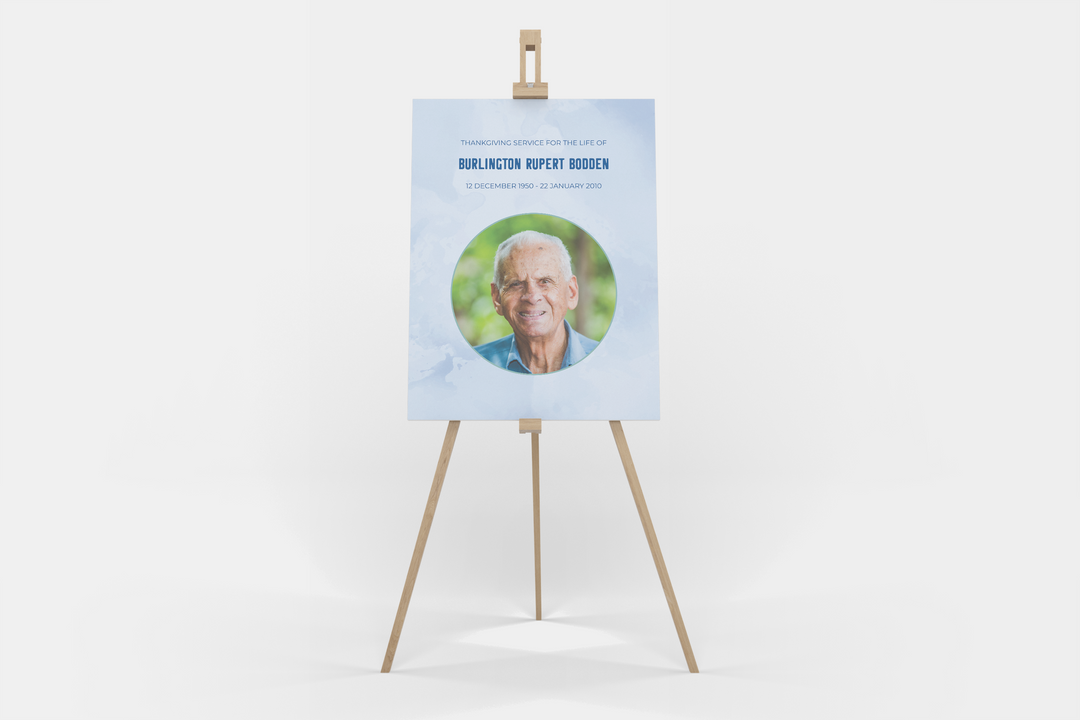 Crea un cartello di benvenuto funebre/commemorativo personalizzato con il nostro modello digitale - Personalizza con la foto e il testo della persona amata 1007