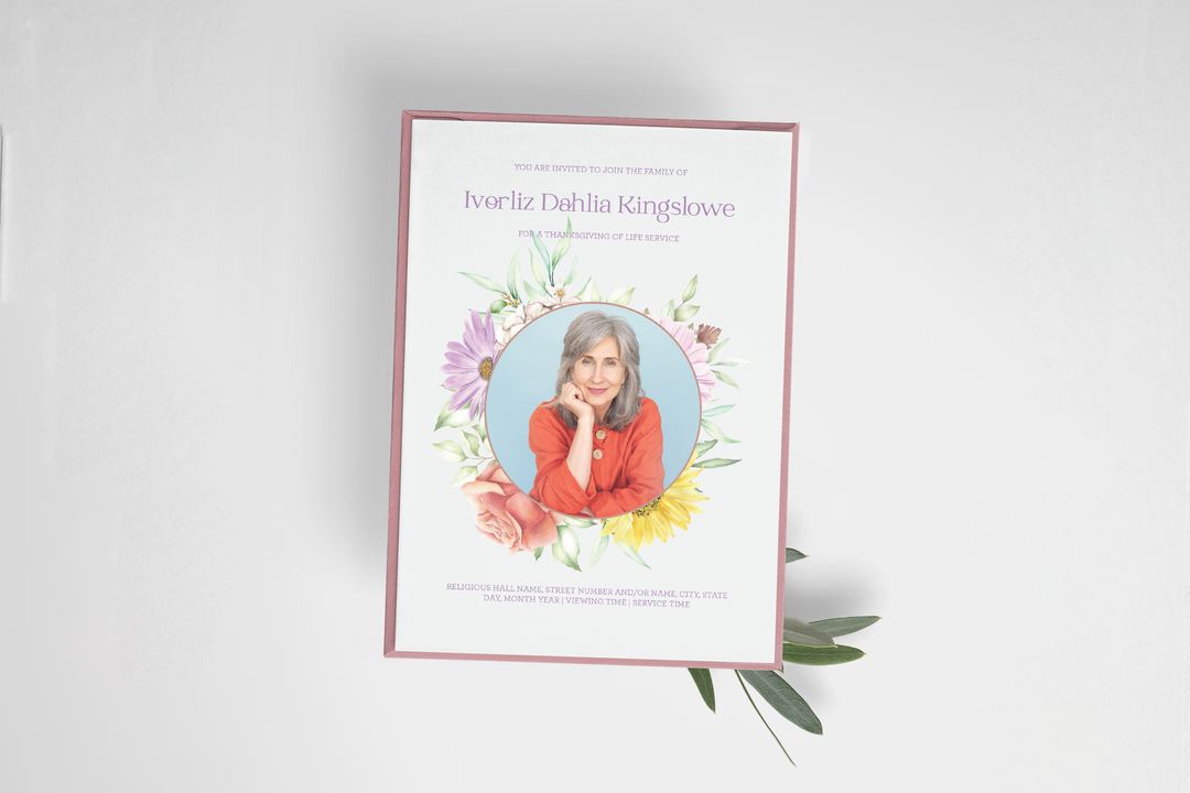 Wildflower Wreath Funeral Invitation Template