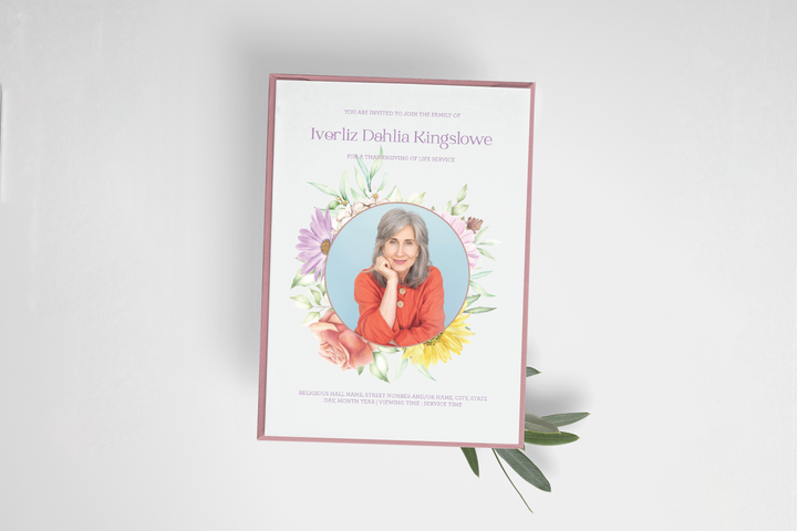 Wildflower Wreath Funeral Invitation Template