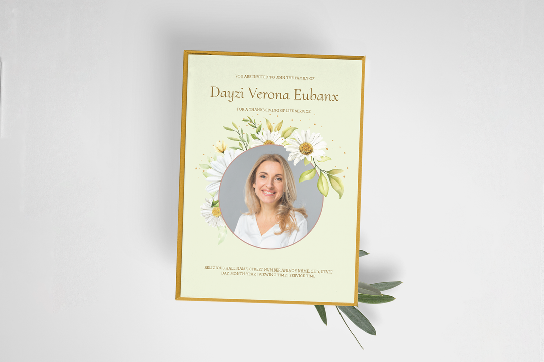Daisy Funeral Invitation Template