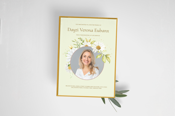 Daisy Funeral Invitation Template