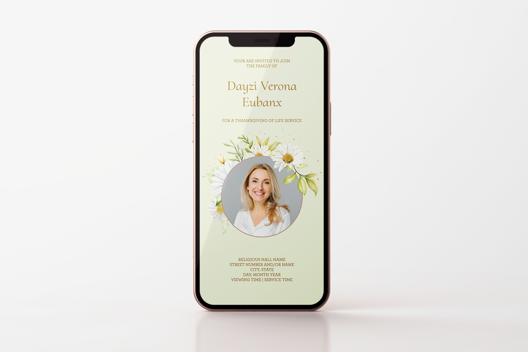 Daisy Funeral Invitation Template