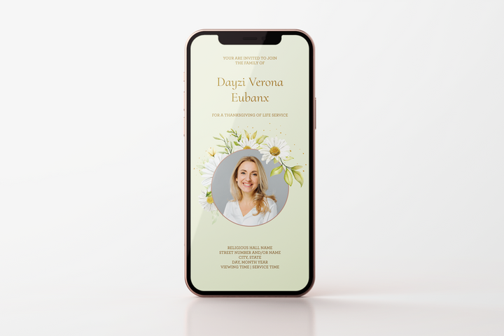 Daisy Funeral Invitation Template