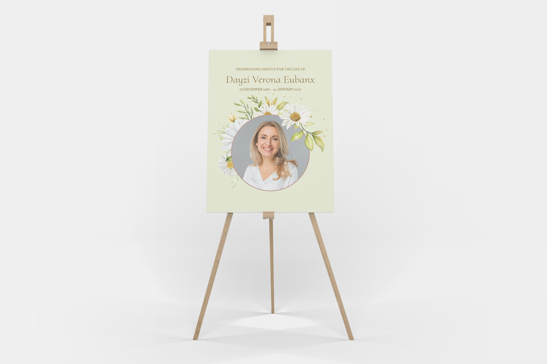 Crea un cartello di benvenuto funebre/commemorativo personalizzato con il nostro modello digitale - Personalizza con la foto e il testo della persona amata 1010