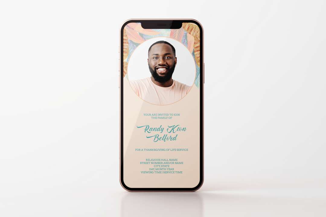 Plantilla de invitación para funeral digital personalizable 1012