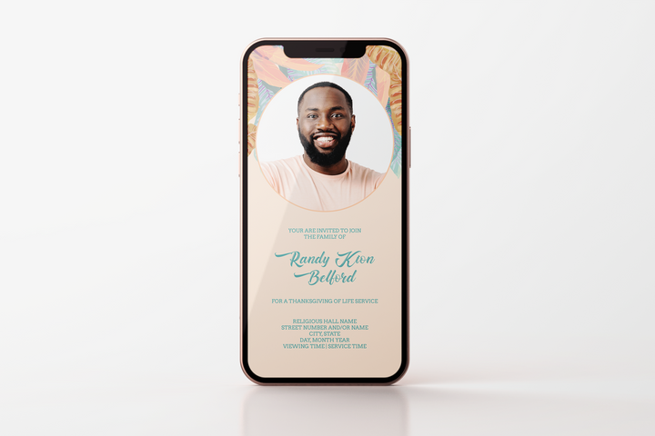 Plantilla de invitación para funeral digital personalizable 1012