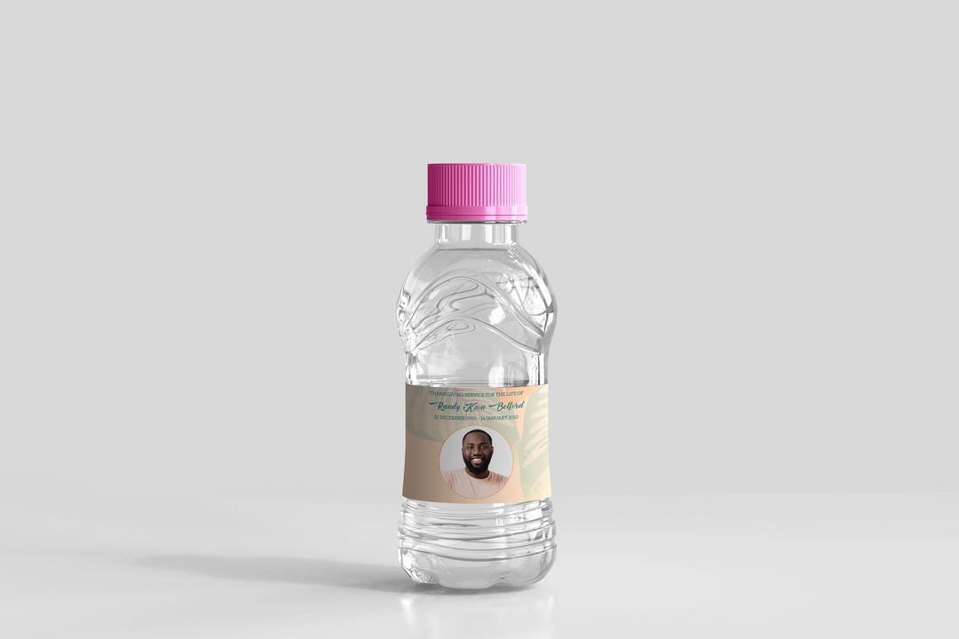 Etiquetas personalizables para botellas de agua para funeral/memorial: cree un tributo personalizado con nuestra plantilla digital 1012