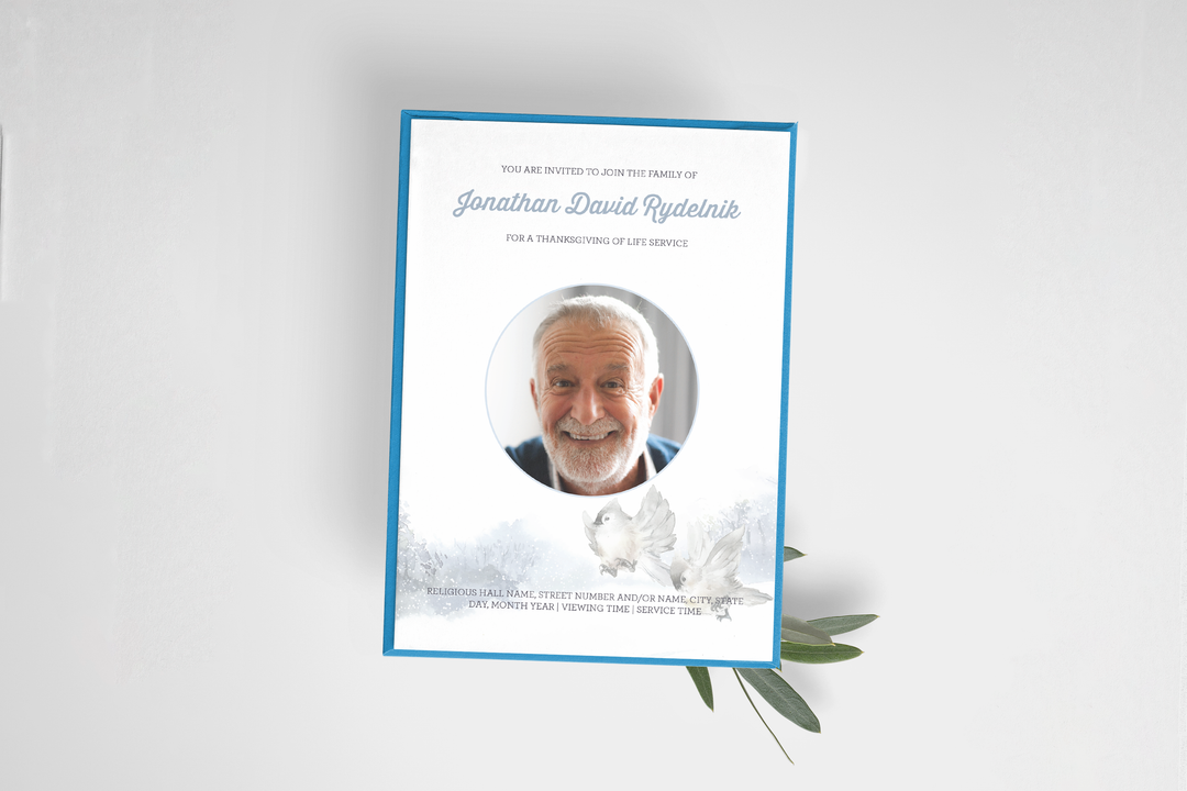 Winter Bird Funeral Invitation Template