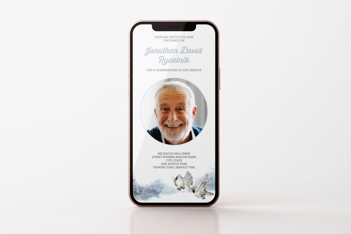 Winter Bird Funeral Invitation Template