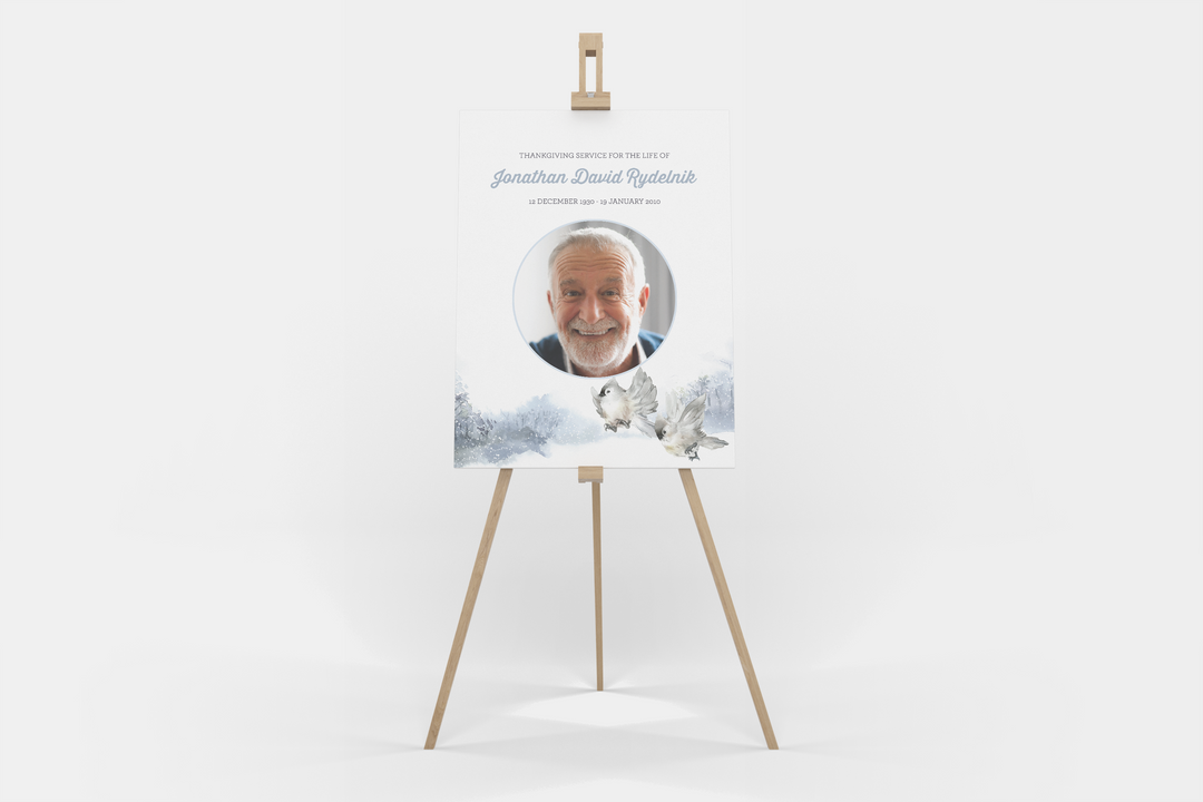 Cree un cartel de bienvenida personalizado para funeral/monumento con nuestra plantilla digital: personalícelo con la foto y el texto de su ser querido 1013