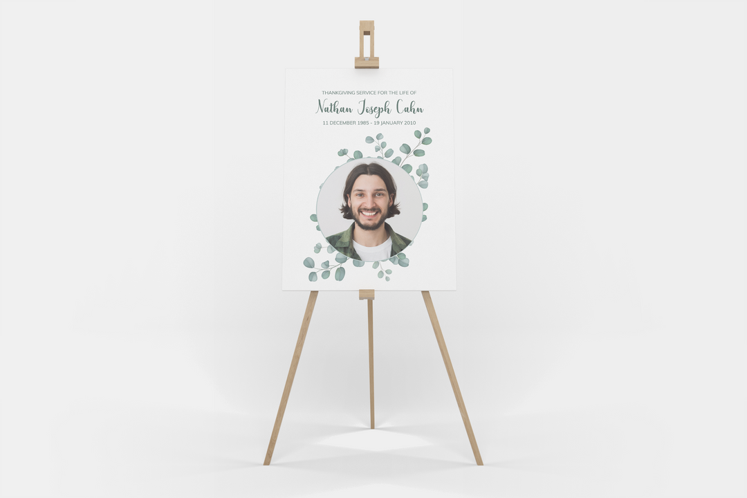 Cree un cartel de bienvenida personalizado para funeral/monumento con nuestra plantilla digital: personalícelo con la foto y el texto de su ser querido 1014