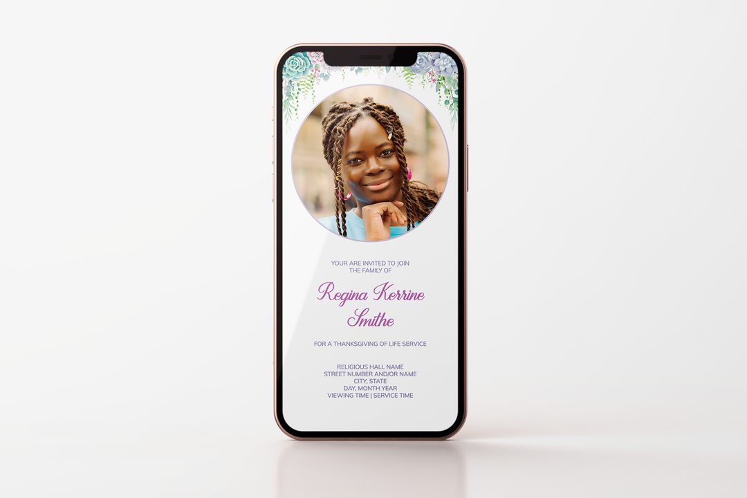 Plantilla de invitación para funeral digital personalizable 1015