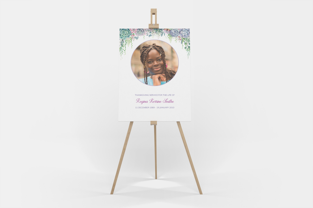 Crea un cartello di benvenuto funebre/commemorativo personalizzato con il nostro modello digitale - Personalizza con la foto e il testo della persona amata 1015