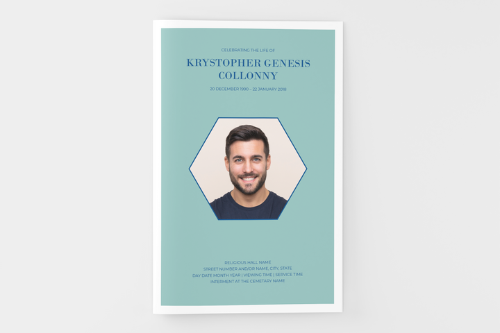 Crea un piccolo programma funebre/commemorativo personalizzato di 4 pagine con il nostro modello digitale stampabile 1008