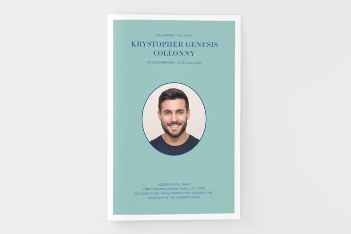 Crea un piccolo programma funebre/commemorativo personalizzato di 4 pagine con il nostro modello digitale stampabile 1008