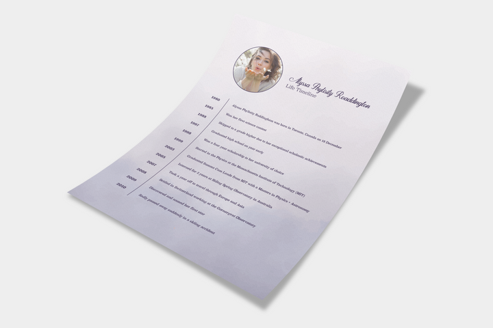 Purple Haze Life Timeline Obituary Template