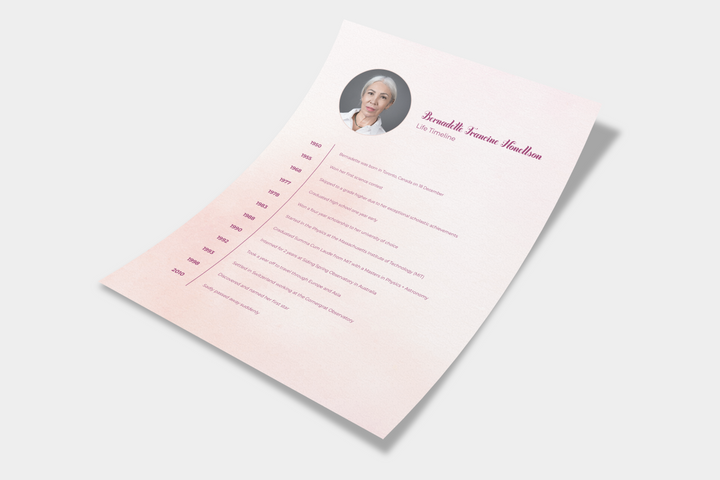 Pink Cloud Life Timeline Obituary Template