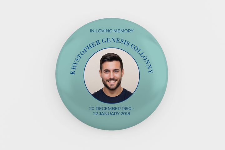 Plantilla digital personalizable de pin conmemorativo o funerario para honrar el legado de su ser querido 1008