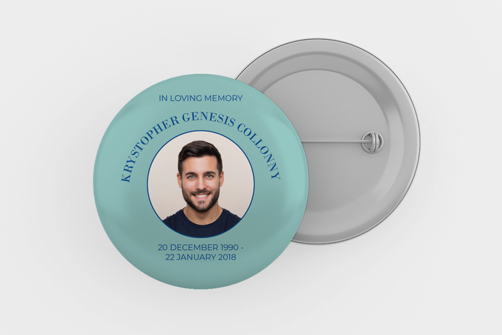 Plantilla digital personalizable de pin conmemorativo o funerario para honrar el legado de su ser querido 1008