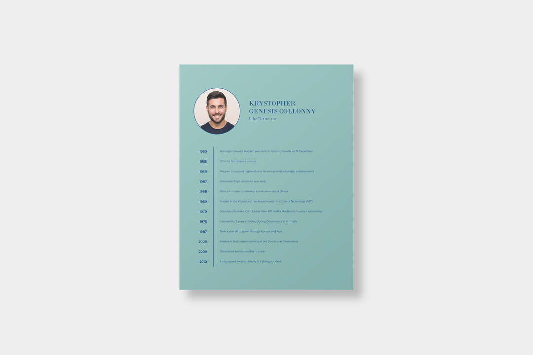 Minimalist Life Timeline Obituary Template