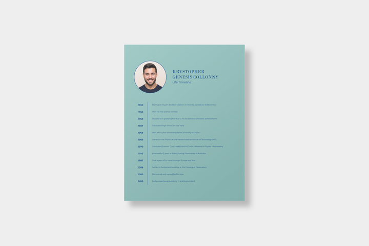 Minimalist Life Timeline Obituary Template