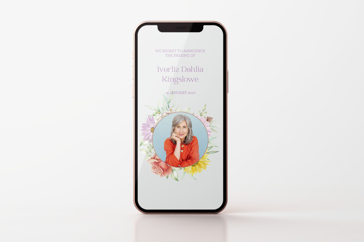 Wildflower Wreath Newspaper Style Death Announcement Template