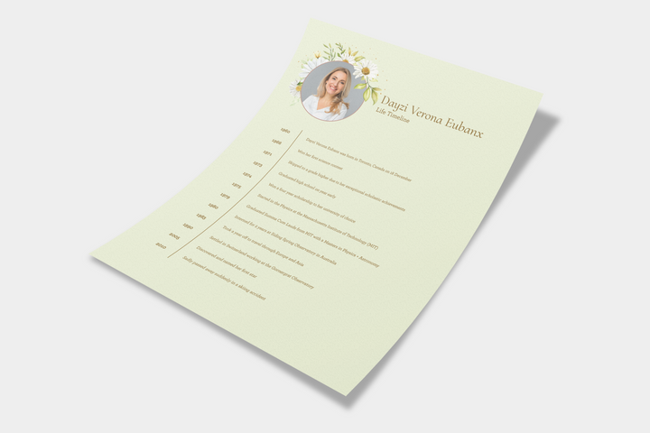 Daisy Life Timeline Obituary Template