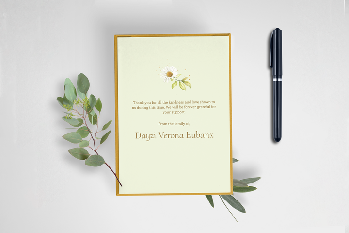 Crea biglietti di ringraziamento personalizzati per funerali/commemorazioni con il nostro modello digitale 1010