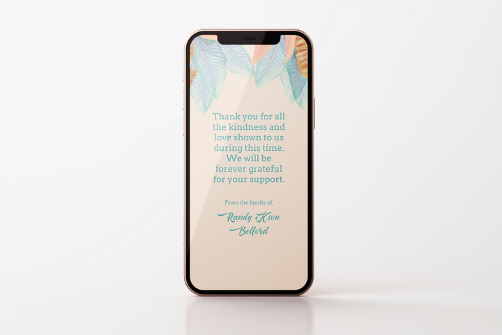 Cree tarjetas de agradecimiento personalizadas para funerales o memoriales con nuestra plantilla digital 1012