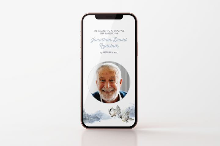 Winter Bird Newspaper Style Death Announcement Template
