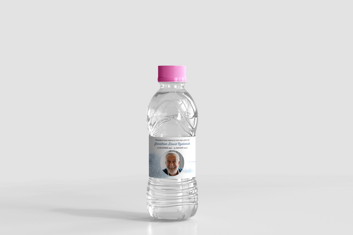 Etiquetas personalizables para botellas de agua para funeral/memorial: cree un tributo personalizado con nuestra plantilla digital 1013