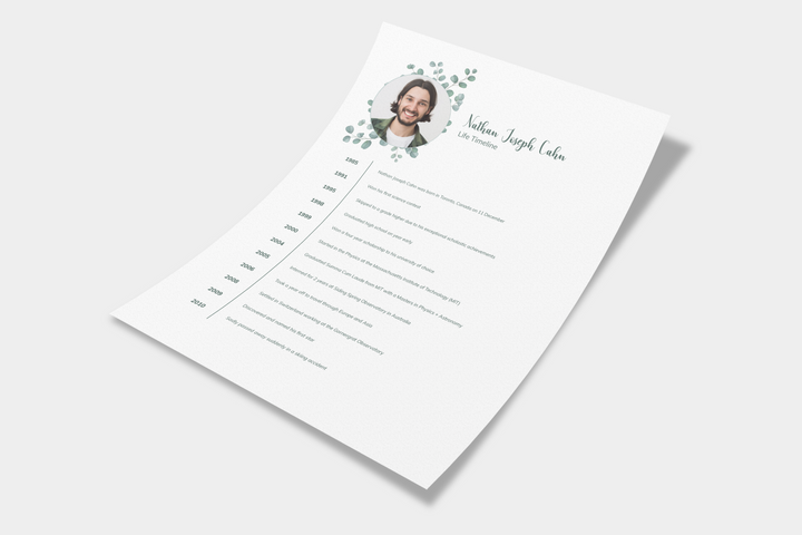 Eucalyptus Life Timeline Obituary Template