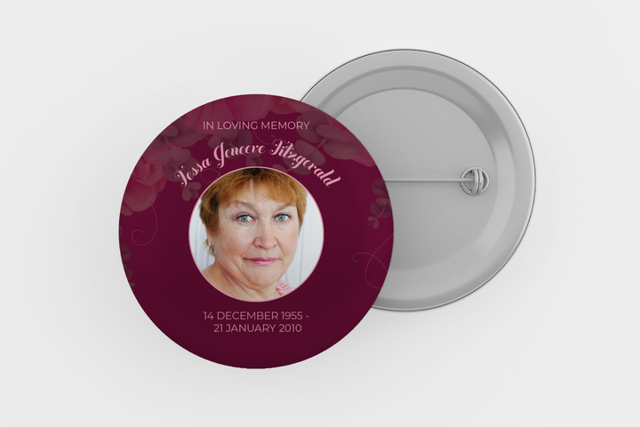 Red and Pink Floral Button Pin Template