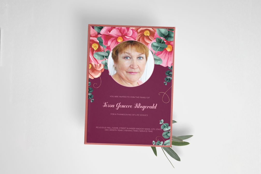Plantilla de invitación para funeral digital personalizable 1016