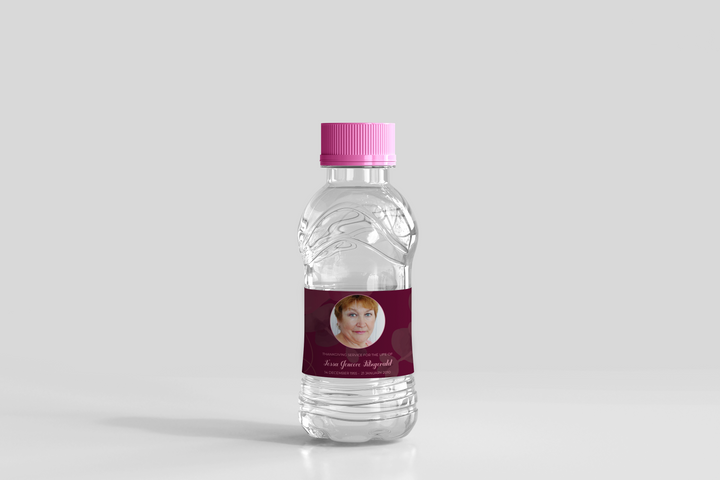 Anpassbare Wasserflaschenetiketten für Beerdigungen/Gedenkfeiern – Erstellen Sie eine personalisierte Hommage mit unserer digitalen Vorlage 1016