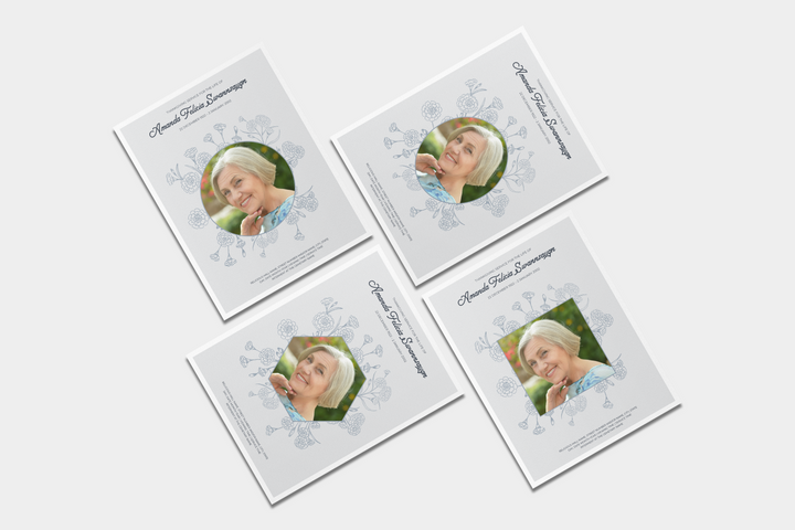 Floral Funeral Program Template 4-Page Large