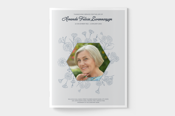 Floral Funeral Program Template 4-Page Large