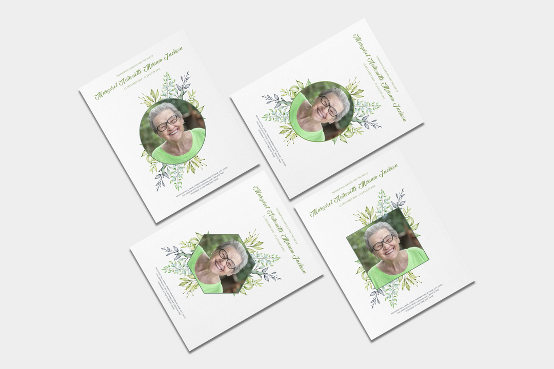 Greenery Funeral Program Template 4-Page Large