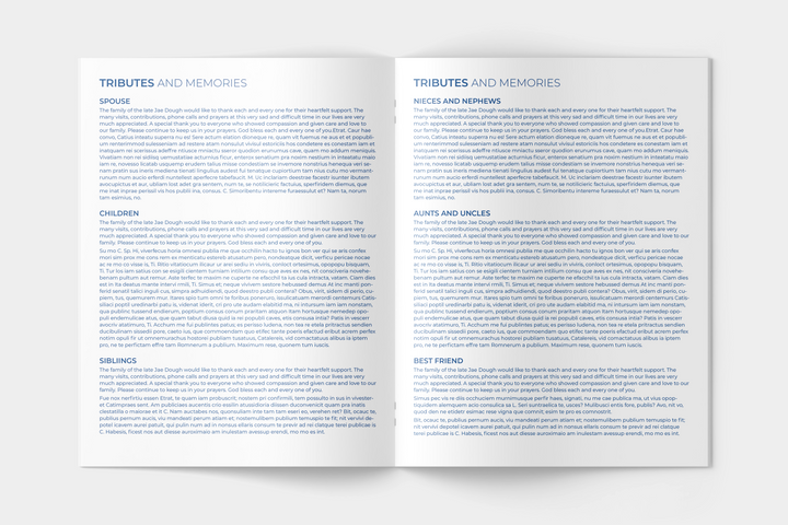 Blue Sky Deluxe 8-Piece Funeral Template Bundle | Large 8-Page Program, Slideshow, Death Announcement, Invitation, Bookmark Welcome Sign, Share-a-Memory Set, Thank You Card