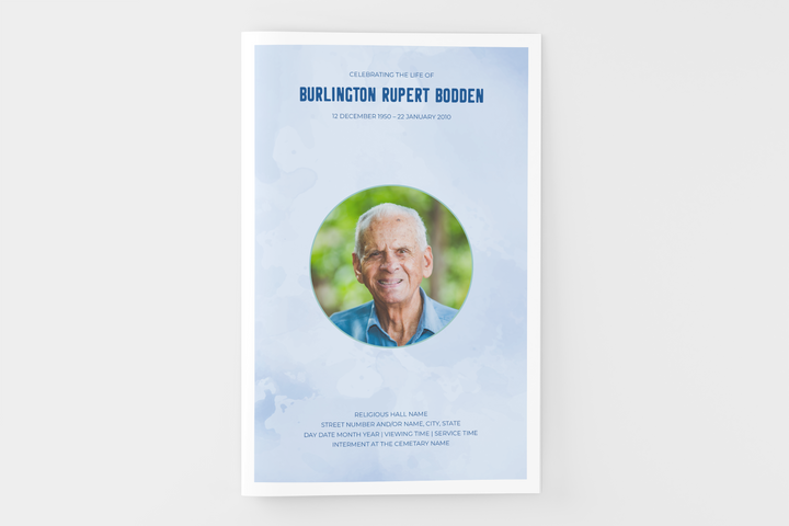 Cree un pequeño programa funerario/conmemorativo personalizado de 4 páginas con nuestra plantilla digital imprimible 1007