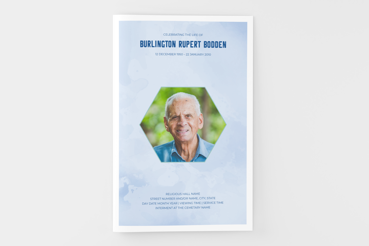 Cree un pequeño programa funerario/conmemorativo personalizado de 4 páginas con nuestra plantilla digital imprimible 1007
