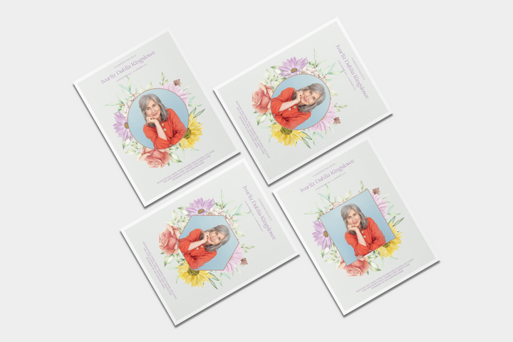 Wildflower Wreath Deluxe 8-Piece Funeral Template Bundle | Large 8-Page Program, Slideshow, Death Announcement, Invitation, Bookmark Welcome Sign, Share-a-Memory Set, Thank You Card
