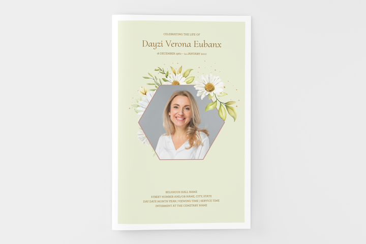 Cree un pequeño programa funerario/conmemorativo personalizado de 4 páginas con nuestra plantilla digital imprimible 1010