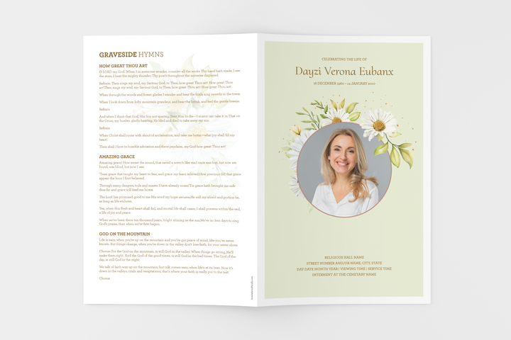 Paquete de plantillas funerarias y conmemorativas personalizables: programa pequeño de 8 páginas, presentación de diapositivas, invitaciones y tarjetas de agradecimiento: cree un tributo personalizado para honrar la vida y el legado de su ser querido 1010