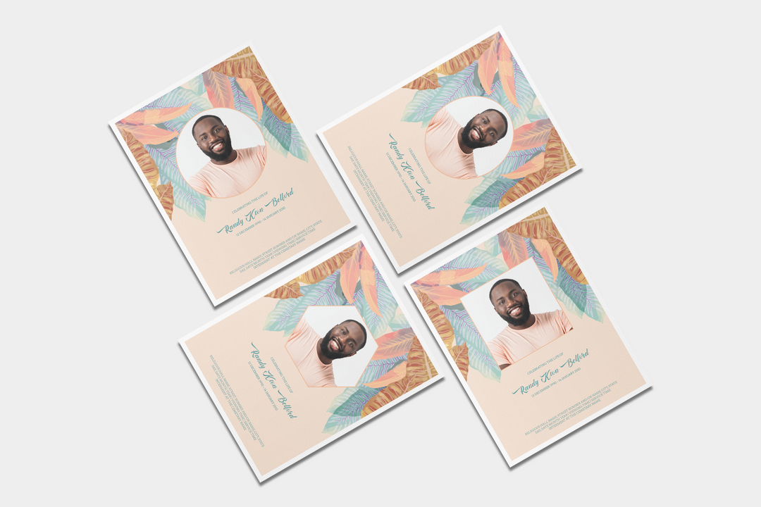 Vibrant Leaf Deluxe 8-Piece Funeral Template Bundle | Large 8-Page Program, Slideshow, Death Announcement, Invitation, Bookmark Welcome Sign, Share-a-Memory Set, Thank You Card