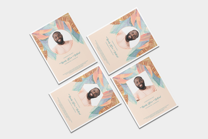 Vibrant Leaf Deluxe 8-Piece Funeral Template Bundle | Large 8-Page Program, Slideshow, Death Announcement, Invitation, Bookmark Welcome Sign, Share-a-Memory Set, Thank You Card